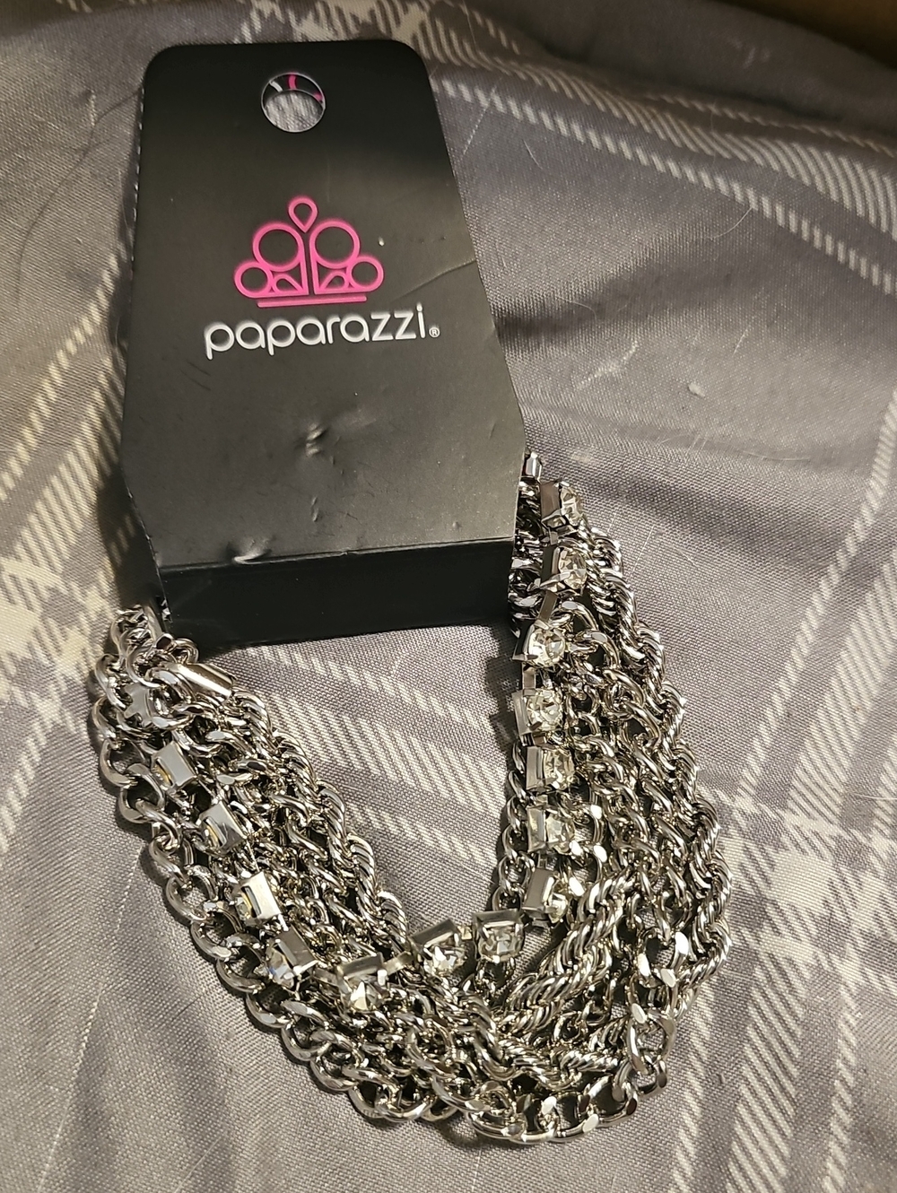 paparazzi Shiny Silver Multi-Strand Chain Necklace